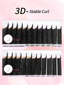 Aguud 12排3DW型2000片0.07mm 8-15mm混合C D卷度密度睫毛嫁接托盘，手工预制睫毛簇，睫毛扇，单根睫毛，假睫毛 - 黑色 - 查看 5