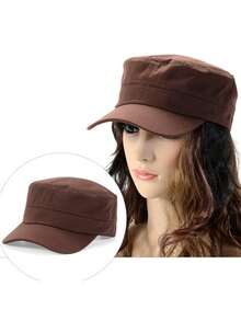 1 Pieza [Gorra militar para hombres] Gorra militar cómoda para hombres y mujeres, gorra plana casual, ajustable, de unicolor, estilo cadet y patrulla, sencilla y de moda, gorra de béisbol, accesorios del ejército, sombrero estilo pico de pato para actividades al aire libre - Multicolor - Ver 11