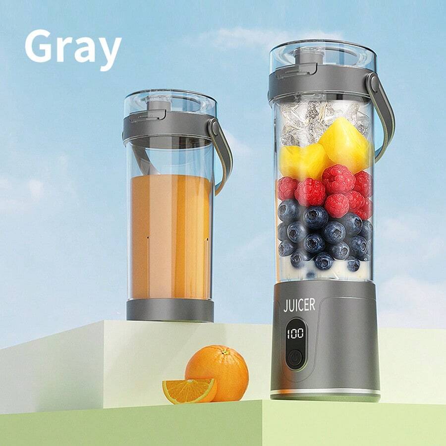 Rechargeable Mini Blender With Handle – 20oz Portable Juicer Cup With Sip Spout & Leakproof Lid, Compact & Stylish Smoothie Maker For Travel, Gym, Office & Daily Fruit Blends, Perfect Gift For Any Occasion(Grey)