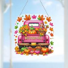 DIY Acrylic Diamond Painting Hanging Decor - Halloween Autumn Truck - Multicolor - View 8