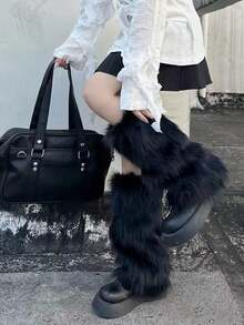 Women's Faux Fur Leg Warmer,Winter Furry Long Boot Cuffs Cover - Multicolor - View 7