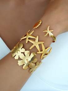 3-19pcs/Set Exaggerated Asymmetrical Wide Cuff Bracelet Set, Fashionable Accessories Suitable For Daily Wear, Dating, Party, Birthday Gift For Women