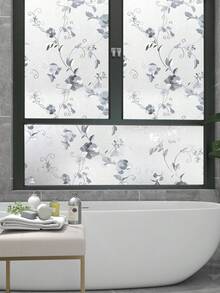 1 Roll Vintage Floral Pattern Window Privacy Film, 3D Frosted Floral Static Cling Film, Non-Adhesive Reusable, Suitable For Home, Kitchen, Living Room (17.53*118in) - Frosted Peony - View 14