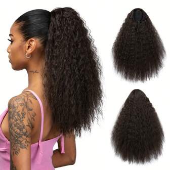 Ponytail Extension Synthetic Drawstring Long Curly Wavy Pony Tail Hair Extension Wavy Ponytails Synthetic Hair Piece Pony Tail Hairpieces For Women