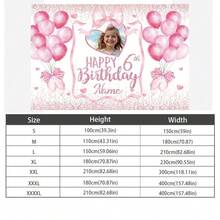 1pc Customized Glitter Pink Birthday Party Banner, Personalized With Name, Age And Photo, Designed With Balloons And Gift Box, Personalized Happy Birthday, Cake Table, Home, Outdoor, Garage Or Yard Decor - Multicolor - View 13