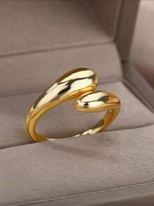 Adjustable Open Street Hip-Hop Style Rings, Suitable For Daily Wear - Single Ring Gold - View 1