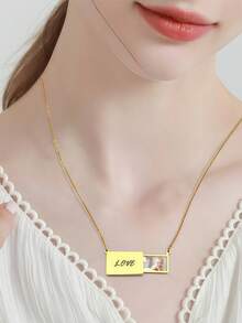 1 Pc Custom Pictures Photo Camera Necklace Personalized Pictures Photo Pet Pictures Letter Sentence Poem Number Logo Sign Can Open Mini Camera Page Memorial Pendant Stainless Steel Jewelry Pendant For Women Chain Birthday Gift Valentine's Day Gift Christmas Gift