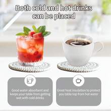 12pcs/Set Gray Series Round (4.33inch) Coaster Set, Minimalist Handwoven Thick Heat-Resistant Drink Coasters, Suitable For Most Cups, Suitable For Home, Dining Table Decor, Applicable To Bar, Cafe, Restaurant