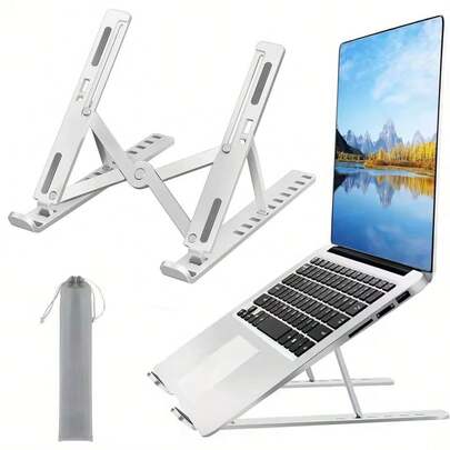 Foldable Laptop Stand Adjustable Portable Notebook Bracket Support Base Plastic Holder For Laptop PC Accessories Adjustable Laptop Stand - 10-Level Height, Foldable & Portable Design For Laptops, Enhanced Ventilation & Heat