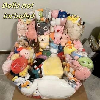 Large Capacity Transparent Sofa Doll Storage Sofa Seat Storage Tool, Multi-Purpose, PVC, Durable, Easy To Clean, Suitable For Plush Toys And Household Items, Double Zipper Design, Easy To Store, Also Suitable For Christmas Gifts