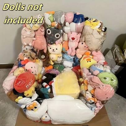 Bolsa transparente de armazenamento para bonecas de sofá de grande capacidade, multifuncional, PVC, fácil de limpar, adequada para brinquedos de pelúcia e utensílios domésticos, design com zíper duplo, fácil de guardar