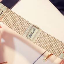 1 件奢华女士石英表，带水晶装饰，优雅方形表盘，适合日常休闲、度假、派对场合、礼物 - 彩色 - 查看 4