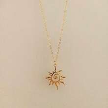 1pc Minimalist Geometric Asymmetrical Personalized Metal Texture Necklace For Women - Gold - View 2