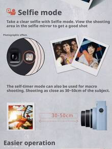 FujiFilm SQ1 Fairy Polaroid 4-Inch Square Art Camera Selfie Without Cropping + Intelligent Fill Light Morandi Color Matching Atmosphere Photo Artifact Mica White