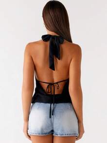 Tank Top For Women Summer Halter Tops Deep V-Neck Pleated Sleeveless Cami Shirts Party Night Streetwear - màu đen - Xem 9