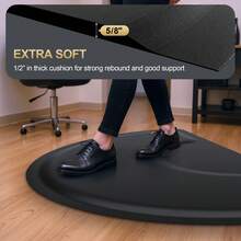 Salon Chair Anti-Fatigue Floor Mat For Barber Shop - 3'x5' Black Semi Circle For Hair Stylist - 1/2" Thick Standing Mat - Black - View 5