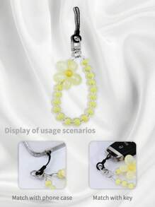 Koolife 1pc Fresh Floral Decoration Macaron Beaded Bracelet, DIY Beads Phone Lanyard, Cute Pendant Suitable For Phone/Wrist/Earphone Decor, Gift For Mother, Family, Friends, Birthday, Festival, Phone Case Accessories