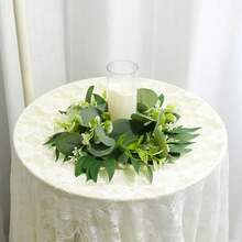 1 pieza Corona artificial de eucalipto, corona de planta verde realista para fiestas, adecuada para Navidad, boda, hogar, mesa, gabinete, decoración de puerta, Día de San Valentín, Acción de Gracias, Pascua, Día de la Madre, Navidad, cumpleaños, aniversario, fiesta de graduación, corona de hojas de eucalipto artificial de alta gama para hotel, cafetería, restaurante (vela no incluida) Decoración del hogar Decoraciones navideñas Decoración de habitación - Verde y blanco - Ver 8