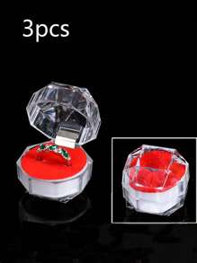 3PCS Cute Acrylic Valentine's Day Engagement Wedding Party Favors Ring Box, Earrings Earring Ring Storage Box, Jewelry Display Box, Transparent Crystal Plastic Ring Box, Earrings Jewelry Storage Display Box, Wedding Valentine's Day Favors Box, Exquisite High-End Convenience Goods
