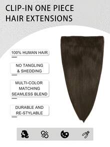 100% 巴西真人发编织 5 个夹入式接发，无缝，自然直发，非常适合长发加长，头发加长|直发质地|自然发型，编织头发 - S2 - 查看 3