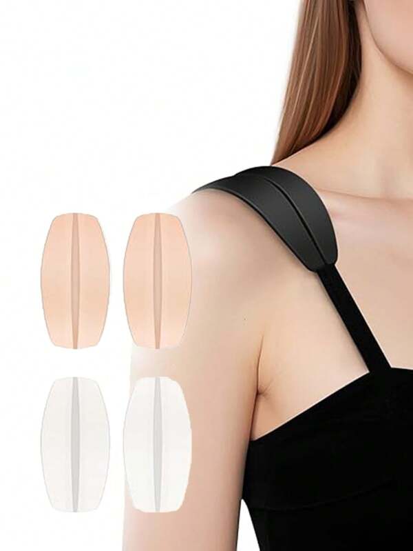 2pcs Silicone Anti Slip Shoulder Pad, Invisible Anti Slip Shoulder Pad, Women's Bra Fixed Buckle, Detachable Bra Shoulder Strap Pressure Reducing Plate,