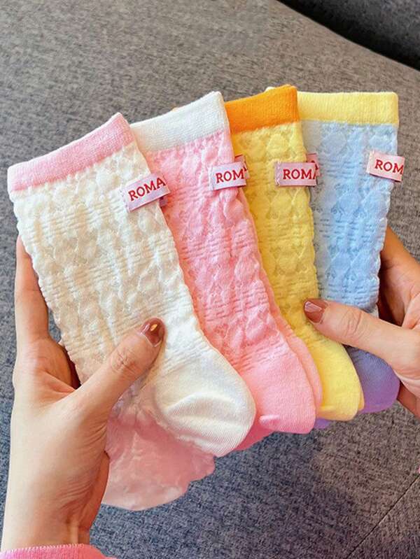 4 Pairs Women's Breathable New Dopamine Glass Silk Ice Silk Hollow Heart Net Mesh Mid-Calf Socks, Spring/Summer