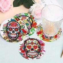 全新 DIY 钻石画，全钻水钻杯垫/装饰品，适用于客厅/卧室，适合作为万圣节礼物 - 彩色 - 查看 5