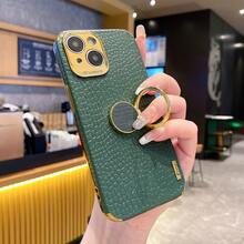 High-End Fashionable Electroplated 4-Corner Anti-Fall Crocodile Skin Pattern Magnetic Car Mount Phone Protective Case, Compatible With Apple 11/12/13/14/15/16 Pro Max, Galaxy S22/23/24+ Ultra, A05/A14/A15/A24/A25/A34/A54S, OPPO, VIVO/Redmi Note 13 Pro/13C, HONOR 70/90/X7/X8/X9B And Other Models, Made Of TPU Material - Green - View 3