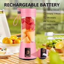 380ml Portable Blender Cup, Electric USB Juicer, Mini Blender, Suitable For Milkshakes And Salads, Juicing, Six-Blade, Powerful Stirring, Very Suitable For Stirring Use - Hồng - Xem 1