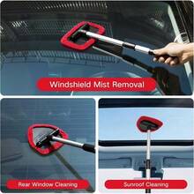 11pcs Auto Windshield Cleaning Kit With 6 Reusable Microfiber Pads, 2 Spray Bottles, Extendable Handles - Green, Popular Auto Cleaning Essential - 紅色 - 查看 2