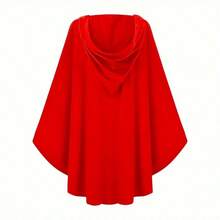 1 chiếc áo choàng trùm đầu phong cách Gothic cổ điển, thích hợp cho trang phục dự tiệc Halloween, trang phục Giáng sinh - Đỏ - Xem 2