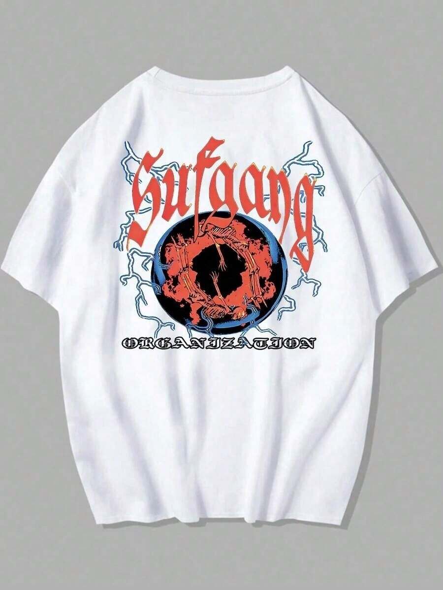Camiseta Sufg4ng Buraco Elétrico Streetwear Skatista Lançamento Camisa Basica Premium Unissex 100% Algodão Plus Size - Envio imediato! - Branco - Visão 1