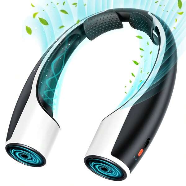 Portable Hands-Free Neck Fan - 4000mAh Battery, USB-C Rechargeable, Ultra-Quiet, 4 Adjustable Speeds – Perfect For Office, Outdoor, And Travel Use, Black/ /Blue