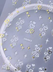 4pcs Simple French Heart Shaped Nail Sticker, Luxury Metallic Shiny Heart Nail Art Stickers 3D Decal DIY For Wedding Valentine's Day Manicure Decoration