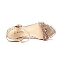 Mujer Sandalias cuña de color metálico tira tobillera vacación dorado,Verano nuevo zapatos lentejuelas sandalias versión coreana de la moda exterior sandalias zapatillas mujer,tacones altos gruesos, sandalias de moda de verano, cómodo y duradero, vacaciones, estilo casual y de negocios,Zapatos de mujer de tacón alto grueso y plataforma estilo europeo y americano a la moda ﻿ - Dorado - Ver 5