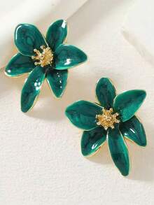 1對歐美經典時尚ins風格復古香港風紅色花卉耳環，降落花釉花瓣耳釘珠寶 - 蝴蝶型 - 查看 21