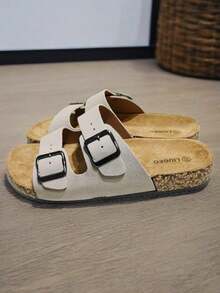 男士时尚休闲凉鞋，软木鞋底，舒适加厚鞋垫，一键式一脚蹬设计，可调节金属扣带，适合夏季户外沙滩散步，情侣凉鞋