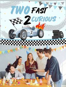 1 tấm phông nền sinh nhật chủ đề đua xe - Biểu ngữ 'Two Fast 2 Curious' màu xanh lam và đen cổ điển Trang trí tiệc Vật dụng trang trí lễ kỷ niệm Cờ ca rô Các yếu tố bóng bay Đạo cụ chụp ảnh Studio Trang trí sinh nhật cho nam Tiệc đua xe tốc độ Trang trí tường sự kiện chủ đề nhà để xe - Nhiều màu - Xem 5