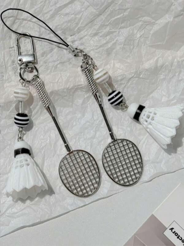 1pc Badminton Racket Keychain, Creative Phone Pendant, Niche Bag Charm, Event Gift