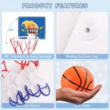 CYFIE Mini Basketball Hoop For Toddler Kids, Indoor Suction Cup Basketball Hoop With 3 Balls For Bath, Bedroom, Office Door, Fun Sports Toy For Boys Girls - Blue Basketball Hoop - View 5