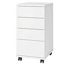 Mobile Filing Cabinet With 4 Drawers, Under Desk Filing Cabinet With Wheels, Office Cabinet For Home And Office, White/Black, 33 X 39 X 63.5 Cm - 白色 - 查看 4