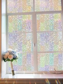 1 Roll Colorful Privacy Window Film, 3D Macaron Rainbow Static Cling Window Sticker - Removable, UV Blocking, Heat Insulation Film, Size: 17.7x118inch, Suitable For Home Glass Decoration Gifts Birthday Graduation
