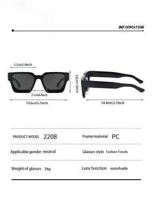 1 par de óculos masculinos quadrados, modelo Y2K (Millennium), versáteis para uso casual, atividades ao ar livre, estilo urbano, festas e festivais.