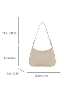 新款清新简约女士单肩包，采用纯色PU防水面料字母装饰，拉链开合设计马鞍包，时尚单肩包，商务通勤包，适合通勤、购物、参加聚会、节日送礼。