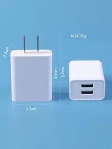 5V 2.1A 双口充电器适配器，美规插头，双 USB 快速充电器，兼容 15、16、17、OnePlus 等手机，USB 墙式充电器 - 美規A型插(110-127V) - 查看 2