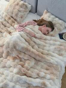 1 件奢华扎染仿毛皮毛毯 - 柔软、温暖、舒适、多用途、适合所有季节 - 非常适合卧室、客房、客厅、宿舍、汽车、沙发、旅行和户外