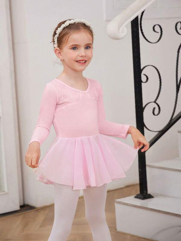 Young Girl's Long Sleeve Dance Leotard For Performance, Exercise, Recital, And Examination