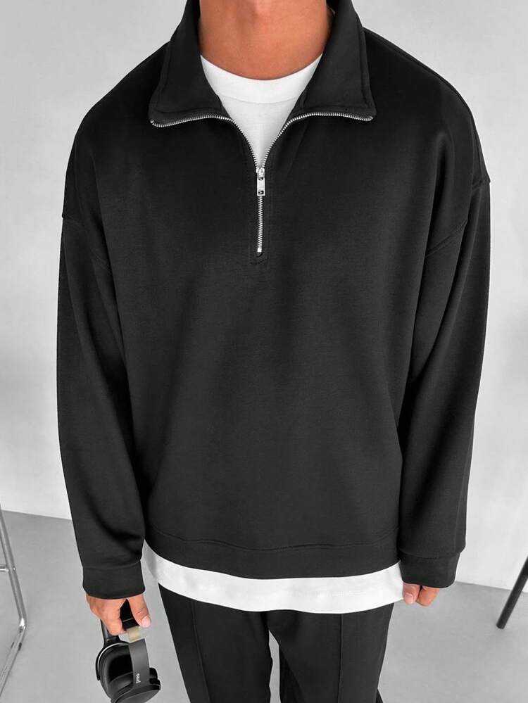 Men's Half-Zip Sweatshirt, Vintage Thickened Style, Autumn/Winter
