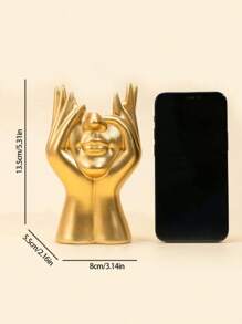 1pc Gold Resin Flower Vase, For Decoration, Flower Arrangement, Beauty Tool & Stationery Storage, Modern Simple Vase, Suitable For Home Decor, Living Room Tabletop