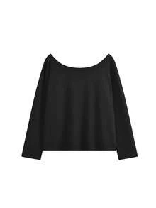 Autumn/Winter Casual Asymmetric Shoulder Long Sleeve T-Shirt For Women, Rhinestone Decor, Versatile Mid-Length Top